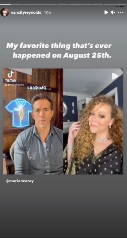 . Ryan posted a TikTok duet of him and Mariah Carey on his Instagram Story