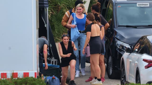 Sophie Turner is all smiles while filming new show
